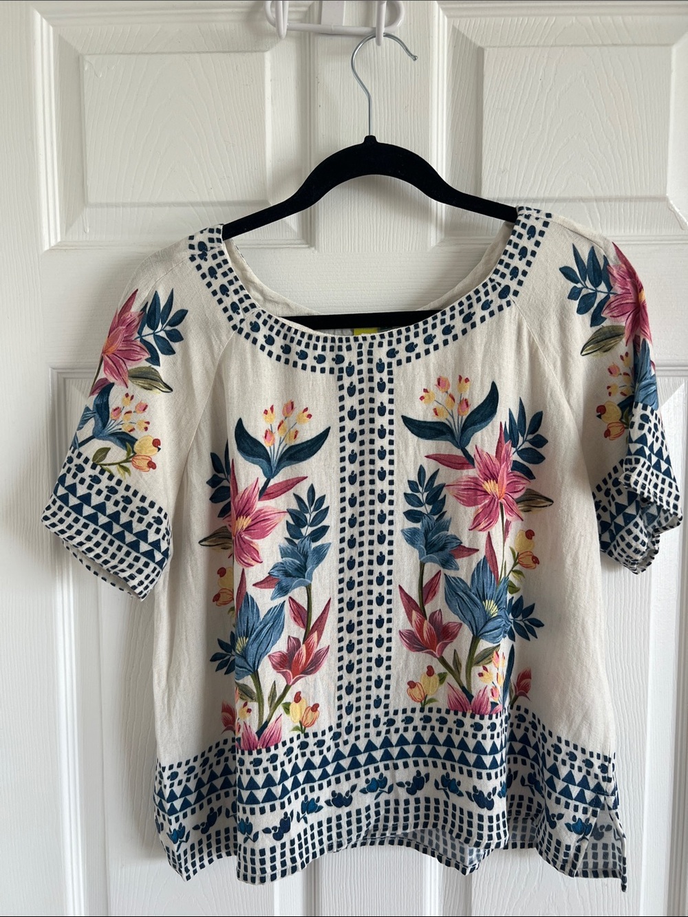 Embroidered Floral Short-Sleeve